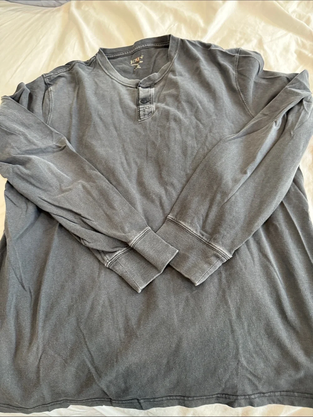 J. Crew Men’s Two Button Long-Sleeve Henley in Charcoal Gray